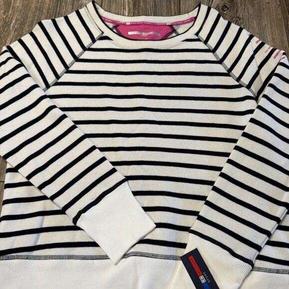 Tommy Hilfiger Tops - New with Tag Womens Tommy Hilfiger White & Black Striped Soft Sweatshirt Medium